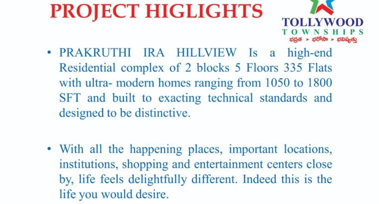 3BHK & 2BHK Flats for Sale By IRA Hill View Gated Community, Tirupati