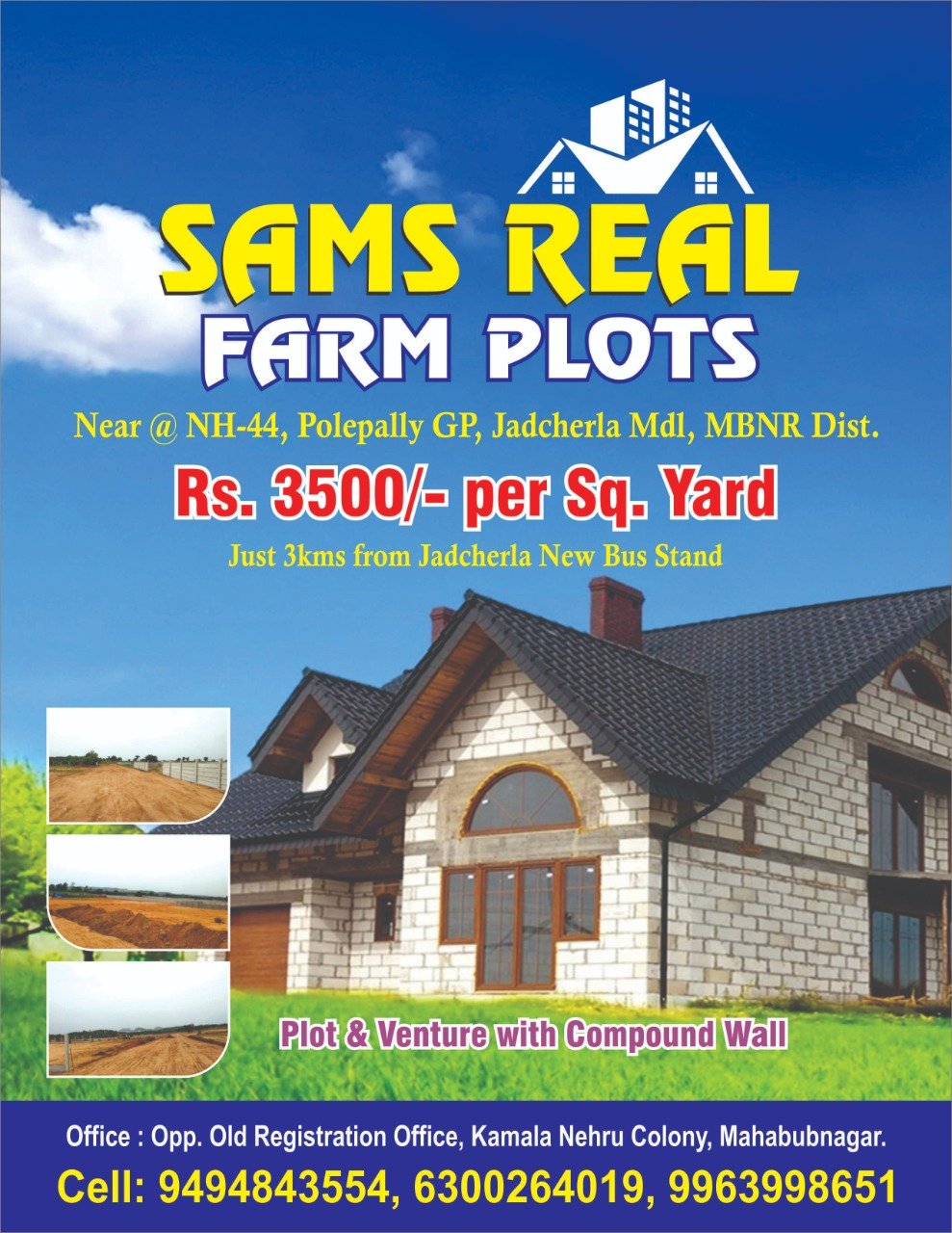 30 Plots for Sale at Sams Real Farm Plots Police Training Center, Jadcherla.
