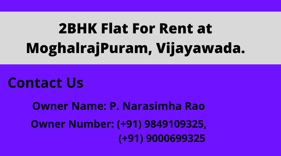 2BHK Flat For Rent at MoghalrajPuram, Vijayawada.